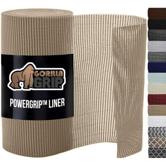 Gorilla Grip Drawer Shelf Liner Non Adhesive Grip Cabinet Mat 12x20 Beige - Picture 1 of 7